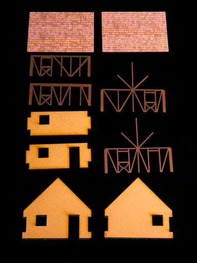 One Story Small Half Timber House (MDF) - 15MMDF301