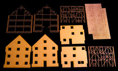 Three Story Medium Half Timber House with attic (MDF) - 15MMDF307