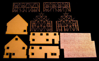 Two Story Large Half Timber House with attic (MDF) - 15MMDF304