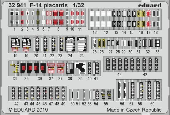 Eduard 32941 1/32 Aircraft- F14 Placards for TAM (Painted)
