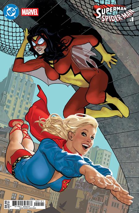 DC MARVEL SUPERMAN SPIDER-MAN #1 (ONE SHOT) CVR I ADAM HUGHES SUPERGIRL 70S & SPIDER-WOMAN 70S CARD STOCK VAR (03/25/2026)