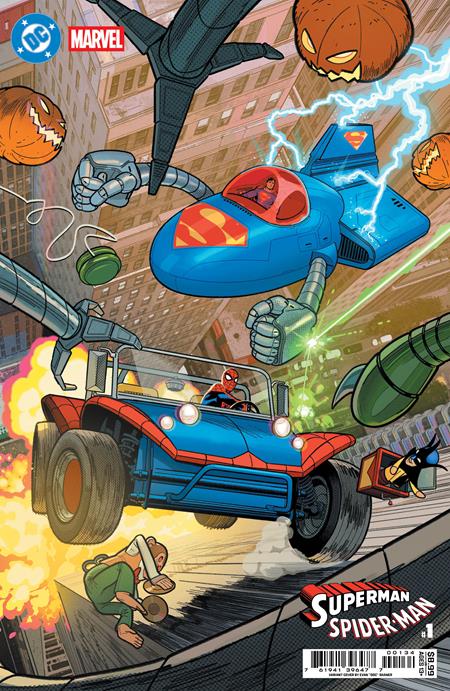 DC MARVEL SUPERMAN SPIDER-MAN #1 (ONE SHOT) CVR T EVAN DOC SHANER SUPERMOBILE & SPIDER-MOBILE CARD STOCK VAR (03/25/2026)
