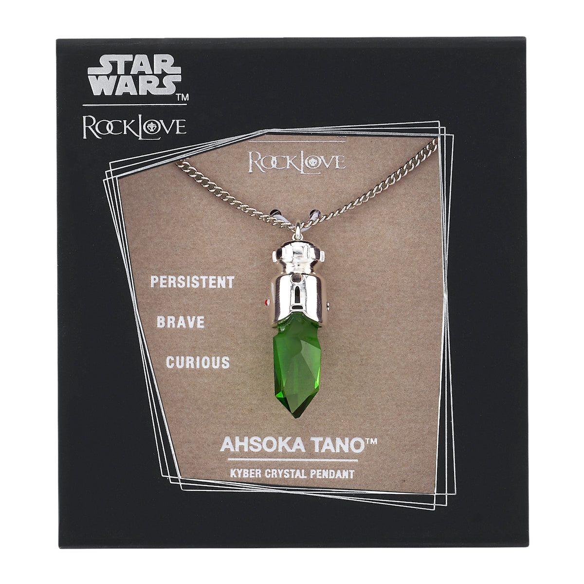 Star Wars X RockLove Padawan Ahsoka Tano Green Kyber Crystal Necklace