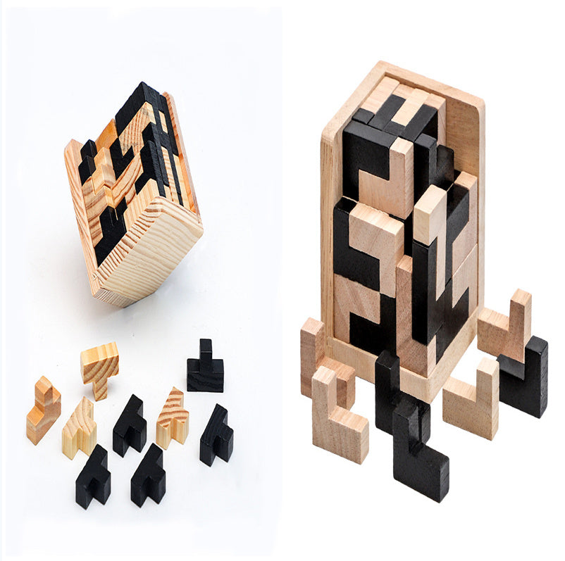 Wooden Kongming Lock Puzzle – Brain Teaser Luban Lock Educational Toy