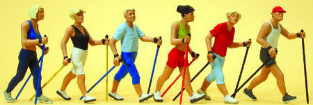 Preiser 10575 HO Scale Sports & Recreation -- Nordic Walkers pkg(6)