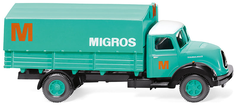 Wiking 042602 1/87 Scale Migros - Magirus Sirius Flatbed Truck High Quality