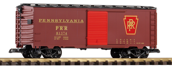 PIKO 38825 G Scale PRR Steel Boxcar 81374, Tuscan (New #)
