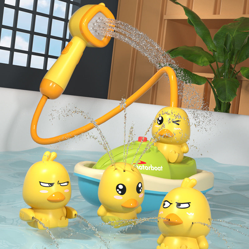 Baby Bath Toys – Cute Water Spray Duck with Shower and Boat