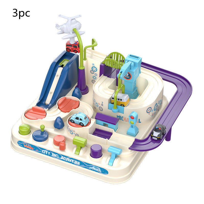 Adventure Parking Lot Car Track โ Interactive Rail Toy Set for Kids