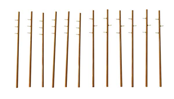 Walthers Cornerstone 933-4173 HO Scale Utility Poles (Wood) pkg(12) -- Kit
