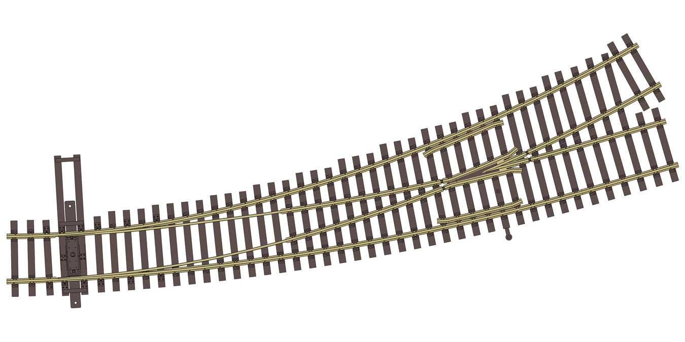 Walthers Mainline 948-83067 HO Scale Code 83 Nickel Silver DCC-Friendly Curved Turnout - 24 and 36" Radii - Left Hand