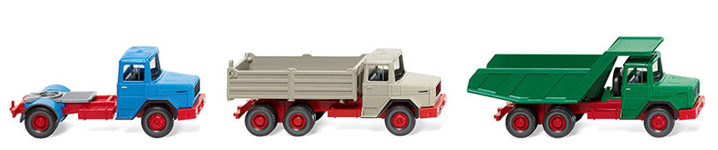 Wiking 099099 1/87 Scale Magirus Baubullen German Bulls Set Set