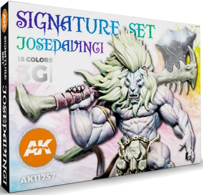 AK Interactive 11757 Jose Davinci Signature 3G Acrylic Paint Set (18 Colors) 17m