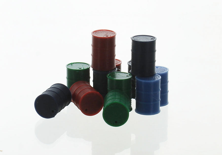 3D To Scale 64-240-AS 1/64 Scale Barrels 55 Gallon - 12 Pack Assorted Colors