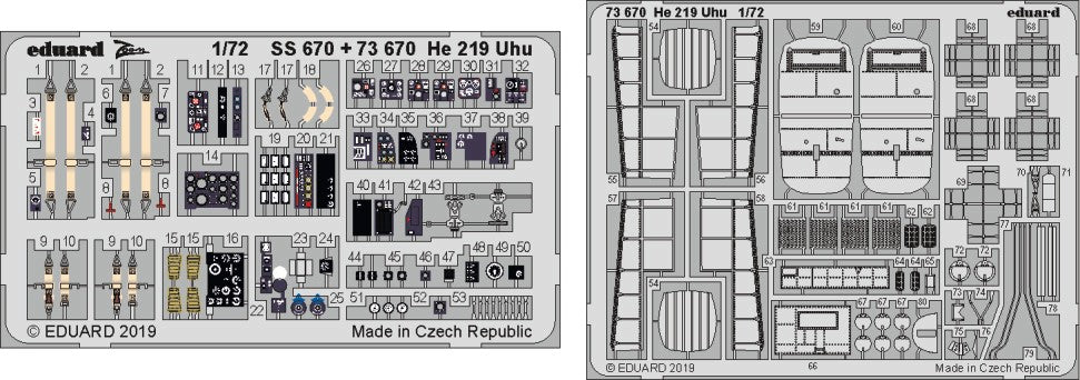 Eduard 73670 1/72 Aircraft- He219 Uhu for DML (Painted)