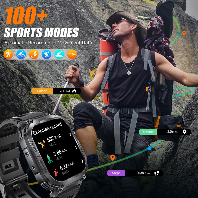 INEYES S320B Sport Modes Smart Watch For Men With LED Flashlight, Women's Smartwatch With Wireless Call, Men's Smartwatches With 2.02-Inch HD Screen