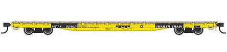 Walthers Mainline 5340 HO Scale 60' Pullman-Standard Flatcar - Ready to Run -- Trailer-Train MTTX #92162 (General Loading; yellow, black)