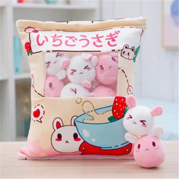 Snack Bag Plush Pillow – Soft Stuffed Toy with 8 Mini Plush Snacks