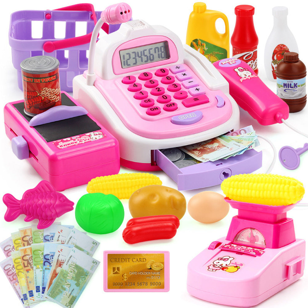 Kids Supermarket Checkout Toy – Interactive Plastic Cash Register