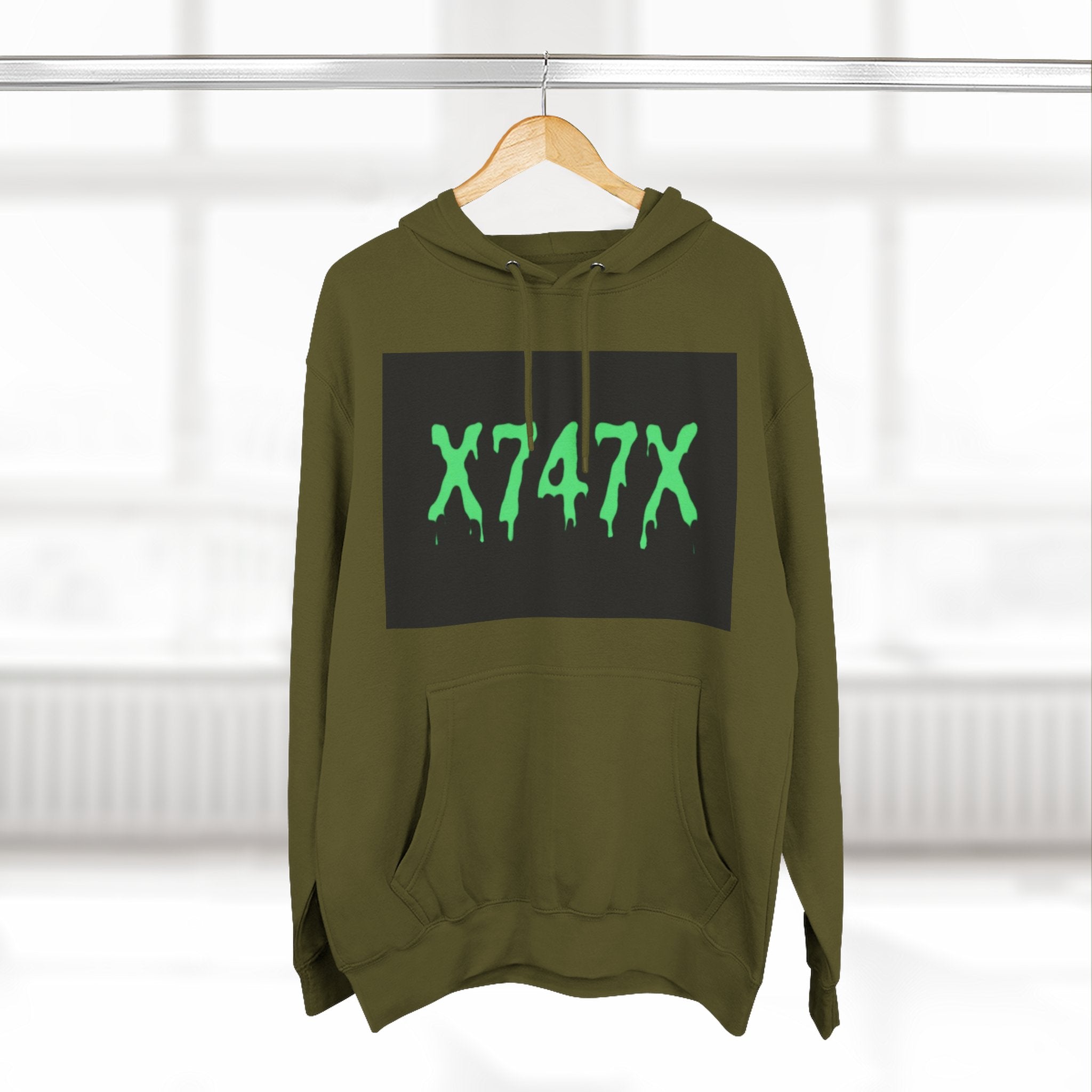 Fleece Hoodie - Neon Green X747X Skateboard Design