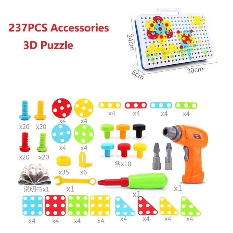 Kids Drill Puzzle Building Kit – Educational Construction Toy Set