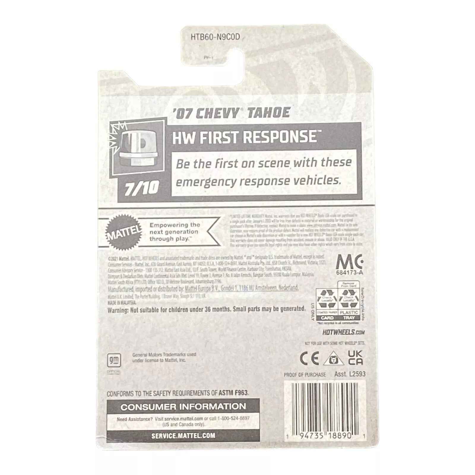 Hot Wheels '07 Chevy Tahoe - First Response Series 7/10