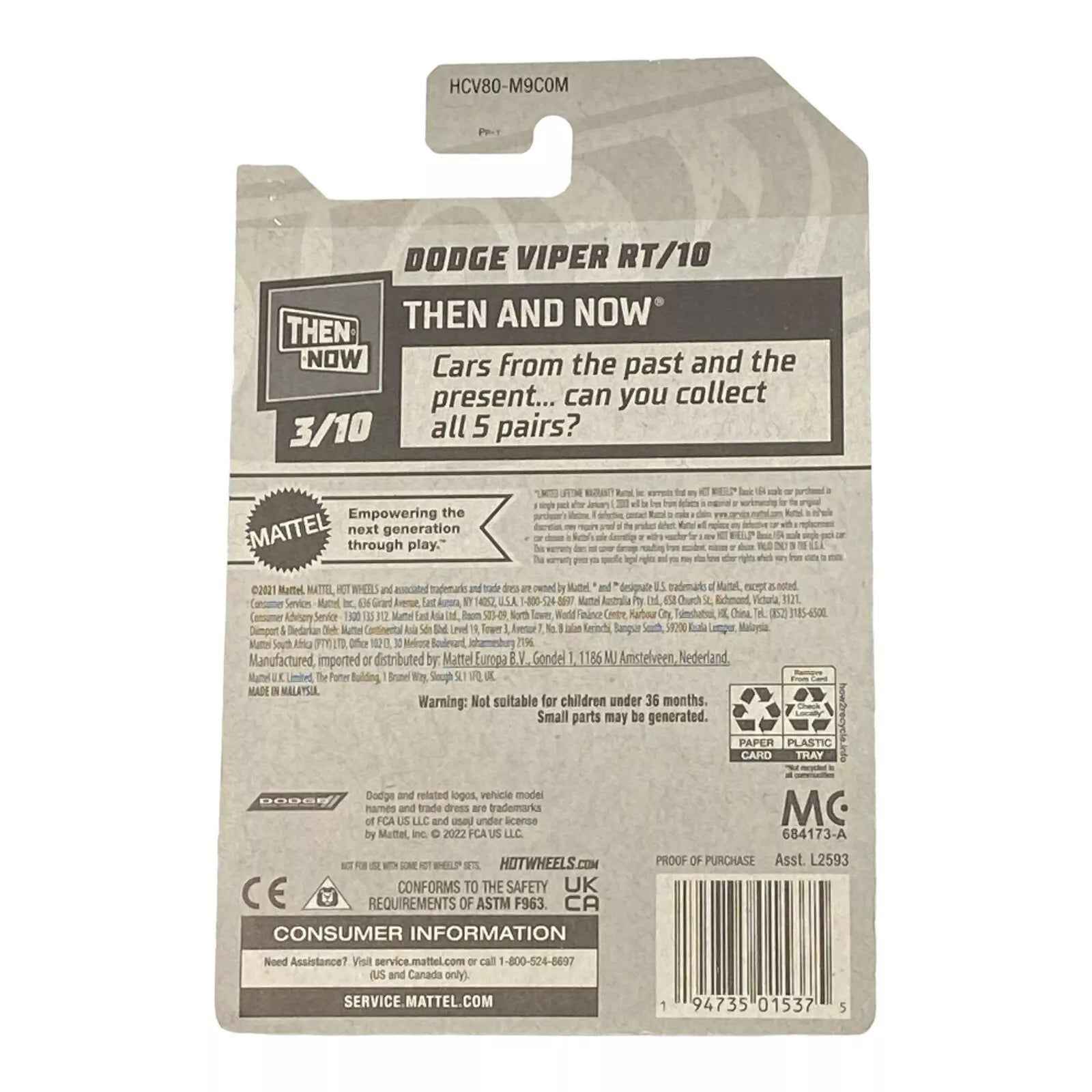 Hot Wheels Dodge Viper RT/10 - Then and Now Series 3/10