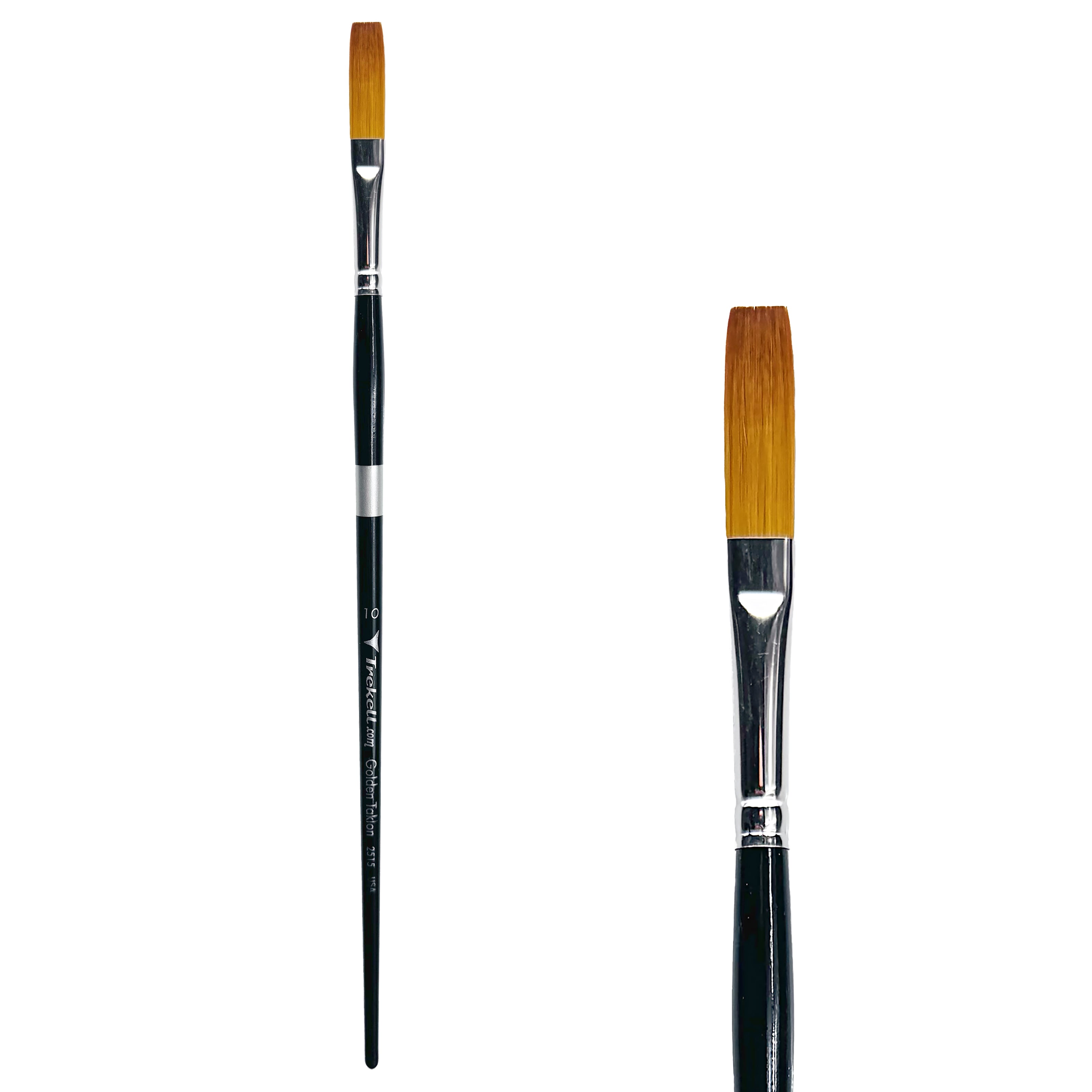 Trekell Golden Taklon Long Handle Artist Brush - Size #10 Long Flat