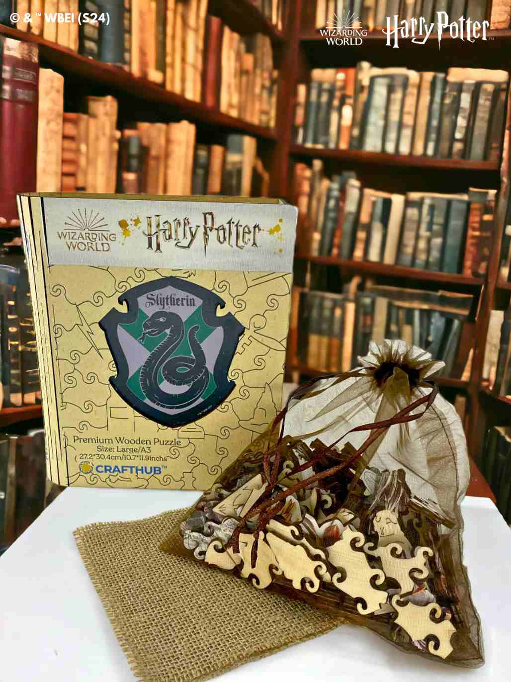 Harry Potter - Slytherin Crest - House Prides Wooden Jigsaw Puzzle