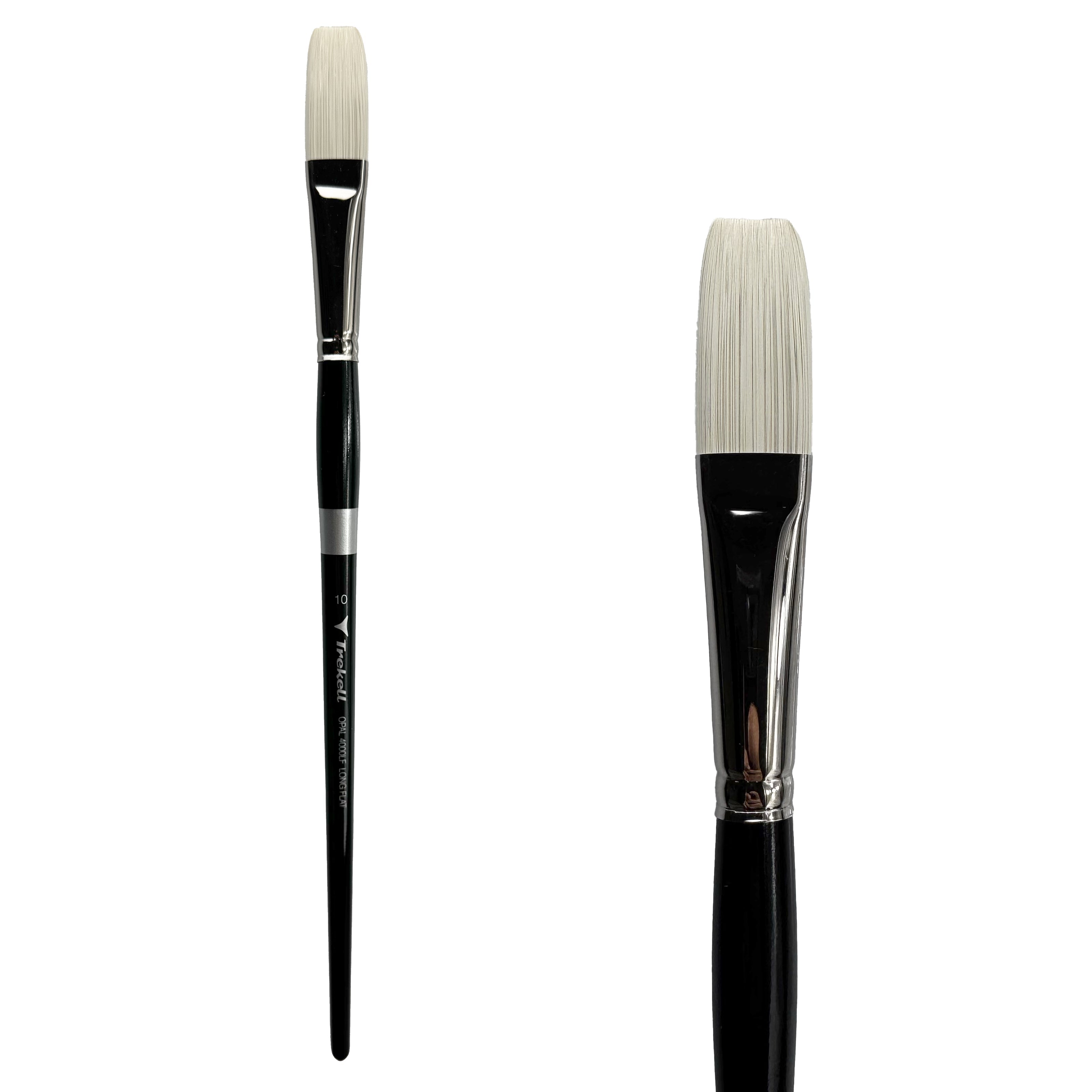 Trekell Opal Synthetic Hog Bristle Long Handle Artist Brush - Size #10 Long Flat