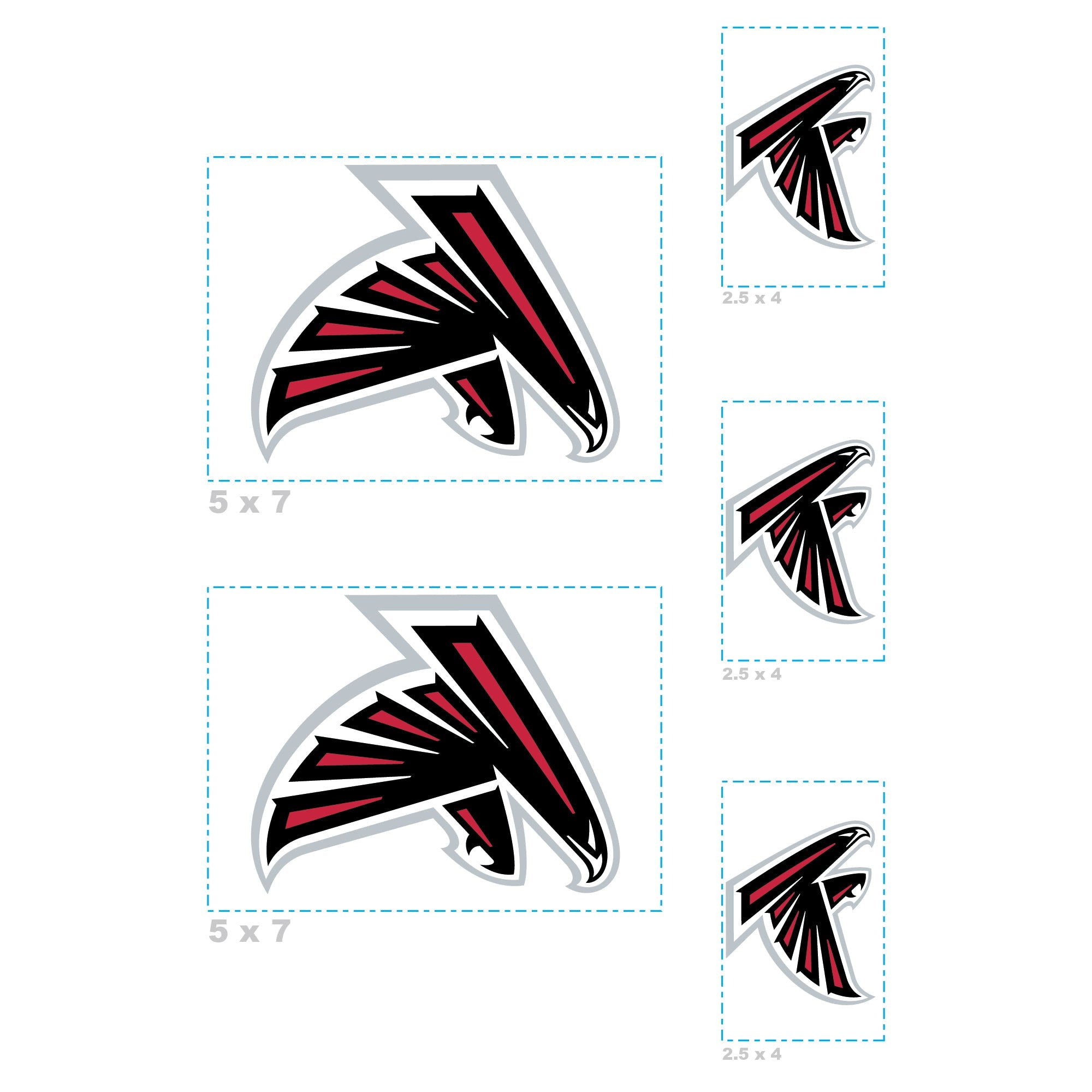 Atlanta Falcons - 5 Logo Minis (Mixed Sizes) - Official NFL - Reusable Vinyl Decals