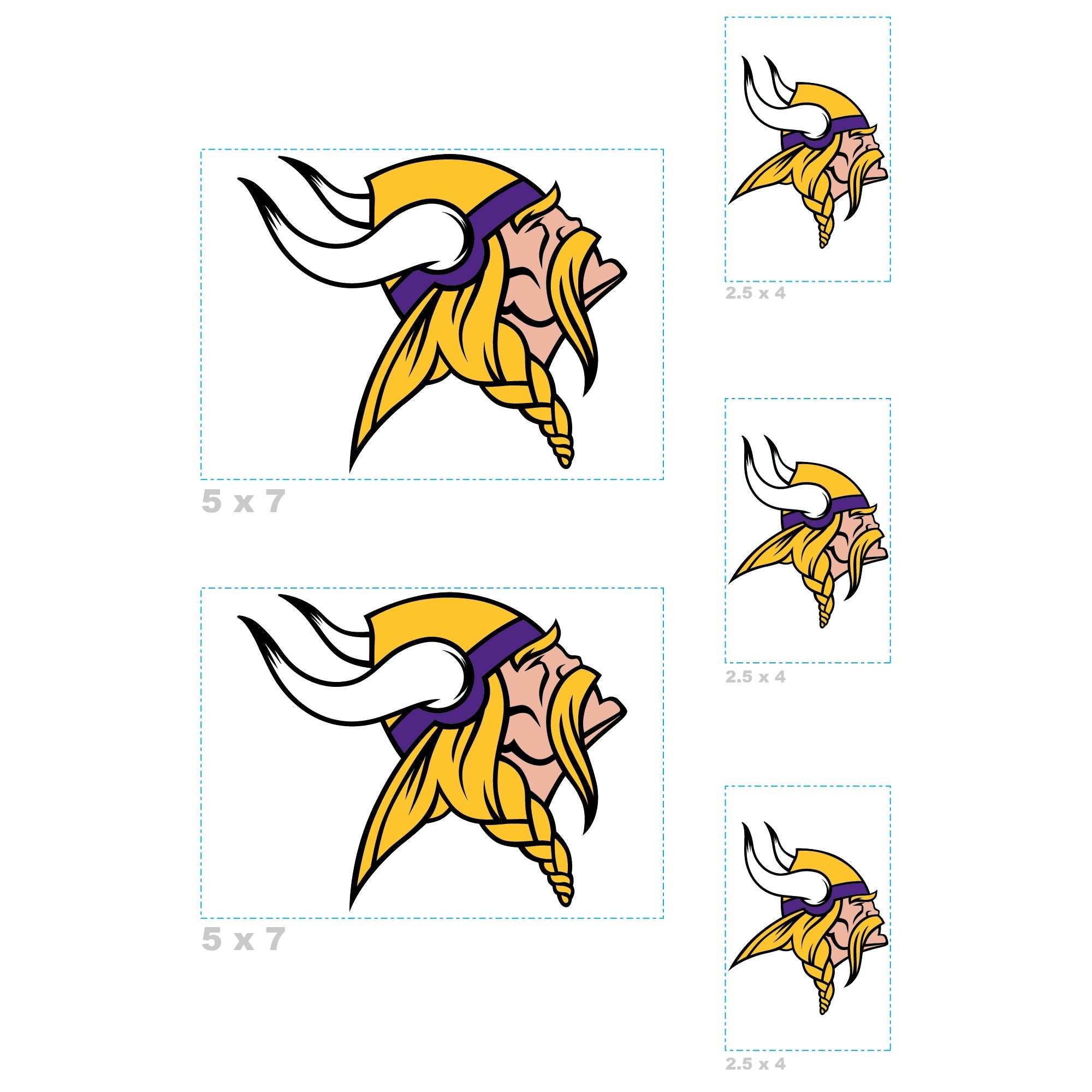Minnesota Vikings - 5 Logo Minis (Mixed Sizes) - Official NFL - Reusable Vinyl Decals