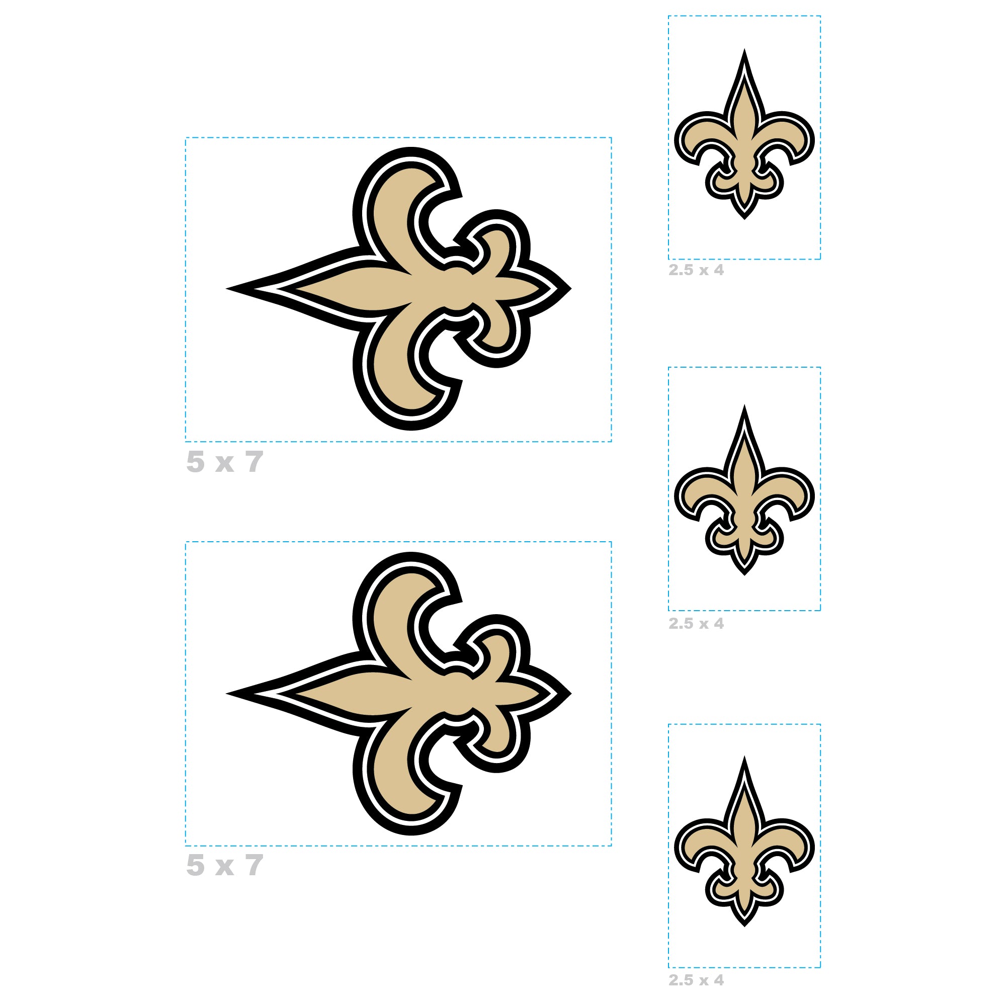 New Orleans Saints - 5 Logo Minis (Mixed Sizes) - Official NFL - Reusable Vinyl Decals