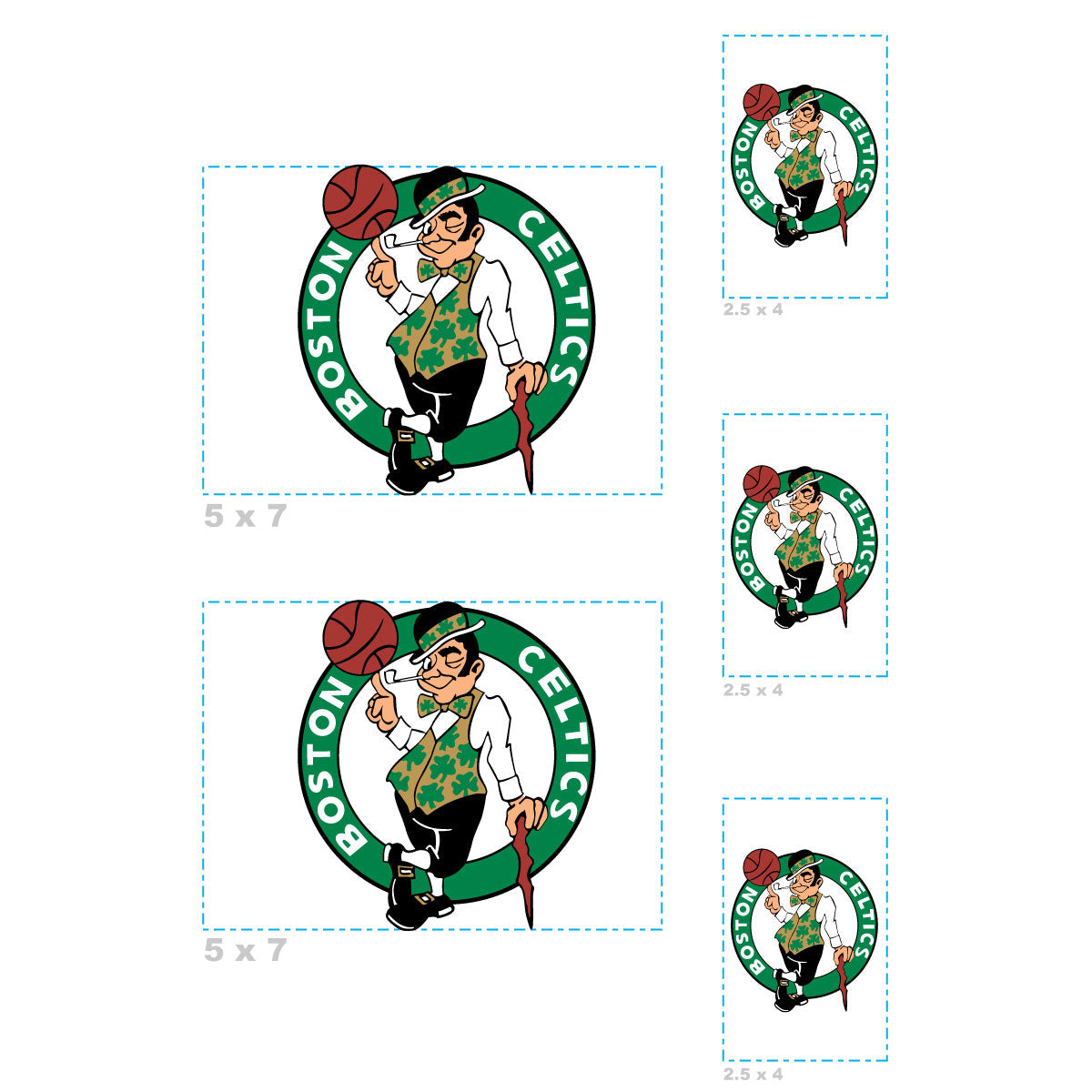 Boston Celtics - 5 Logo Minis (Mixed Sizes) - Official NBA - Reusable Vinyl Decals