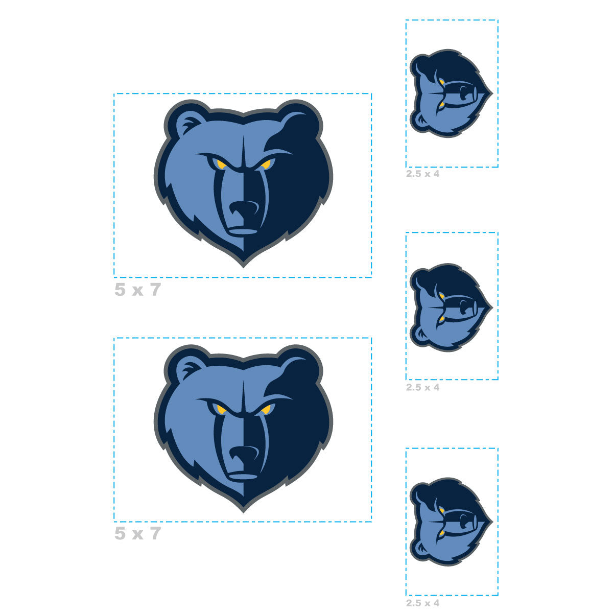 Memphis Grizzlies - 5 Logo Minis (Mixed Sizes) - Official NBA - Reusable Vinyl Decals