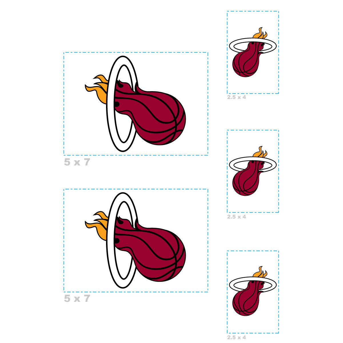 Miami Heat - 5 Logo Minis (Mixed Sizes) - Official NBA - Reusable Vinyl Decals #1