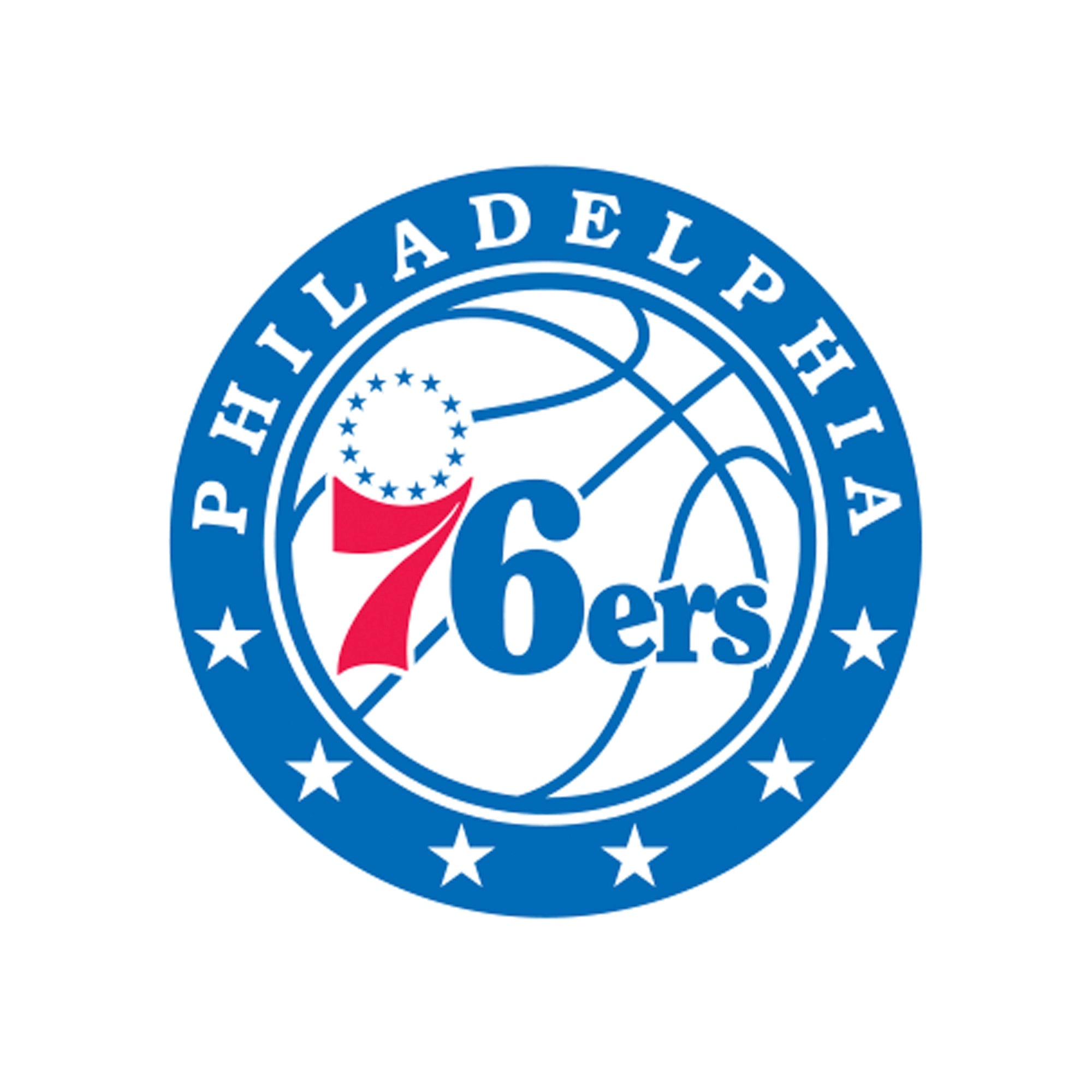 Philadelphia 76ers - 5 Logo Minis (Mixed Sizes) - Official NBA - Reusable Vinyl Decals