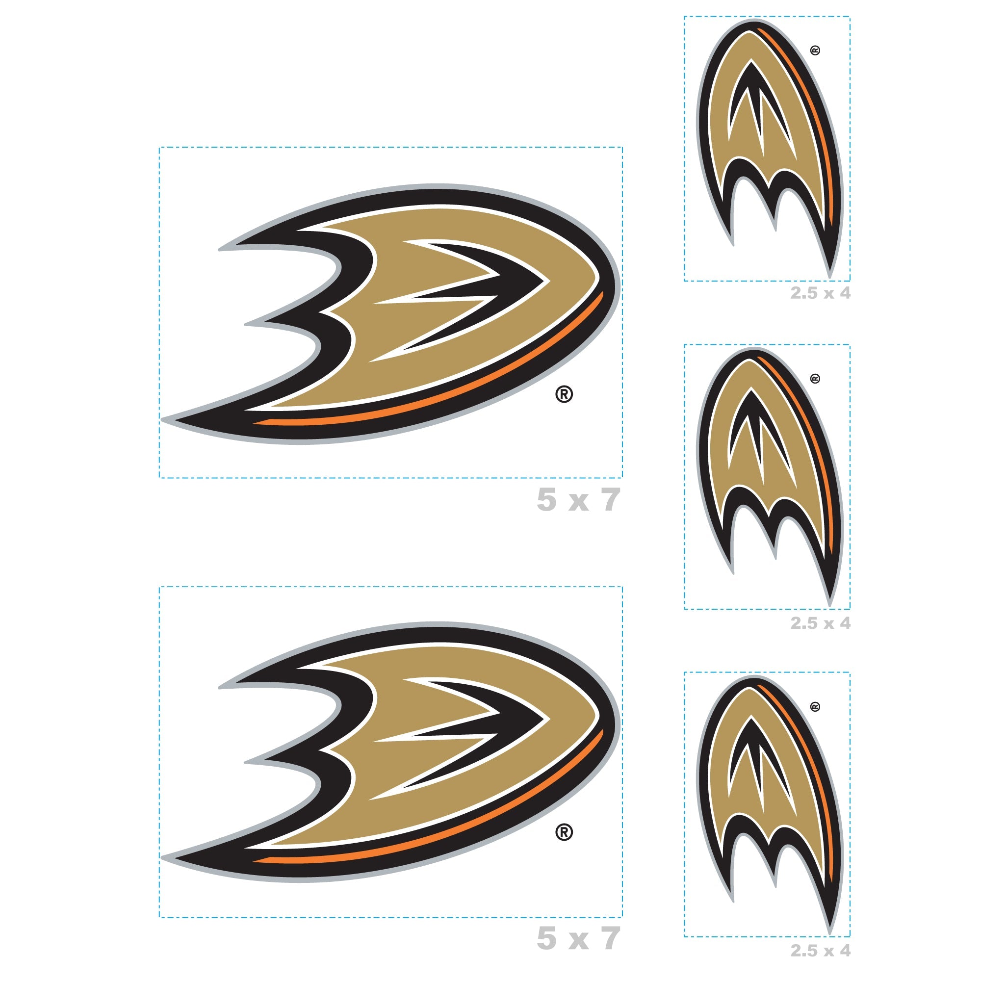 Anaheim Ducks - 5 Logo Minis (Mixed Sizes) - Official NHL - Reusable Vinyl Decals #1