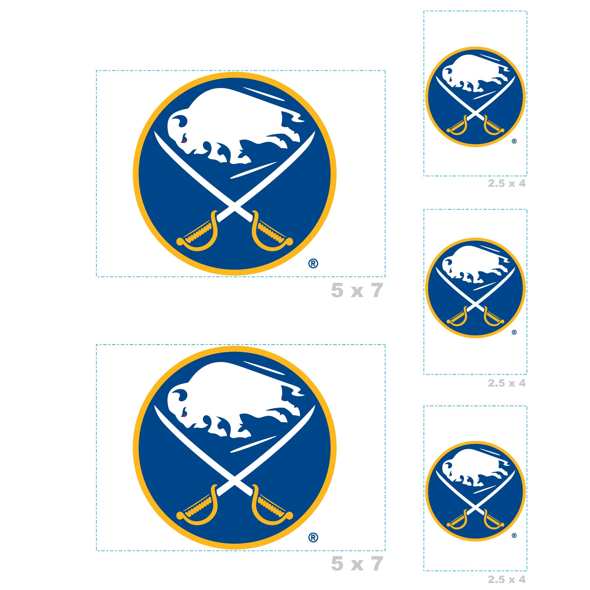 Buffalo Sabres - 5 Logo Minis (Mixed Sizes) - Official NHL - Reusable Vinyl Decals