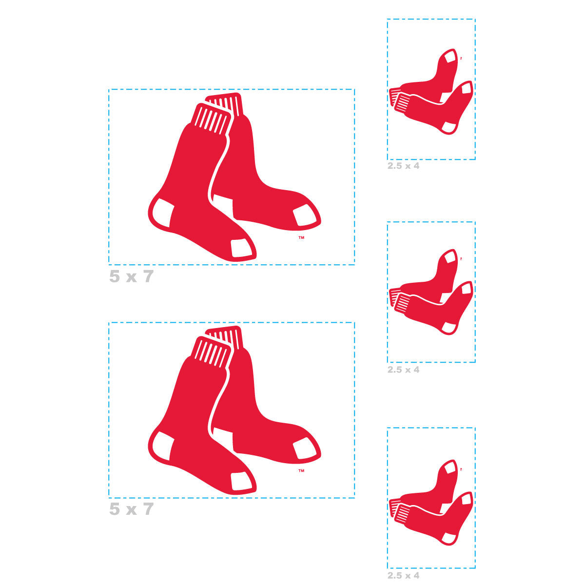 Boston Red Sox - 5 Logo Minis (Mixed Sizes) - Official MLB - Reusable Vinyl Decals