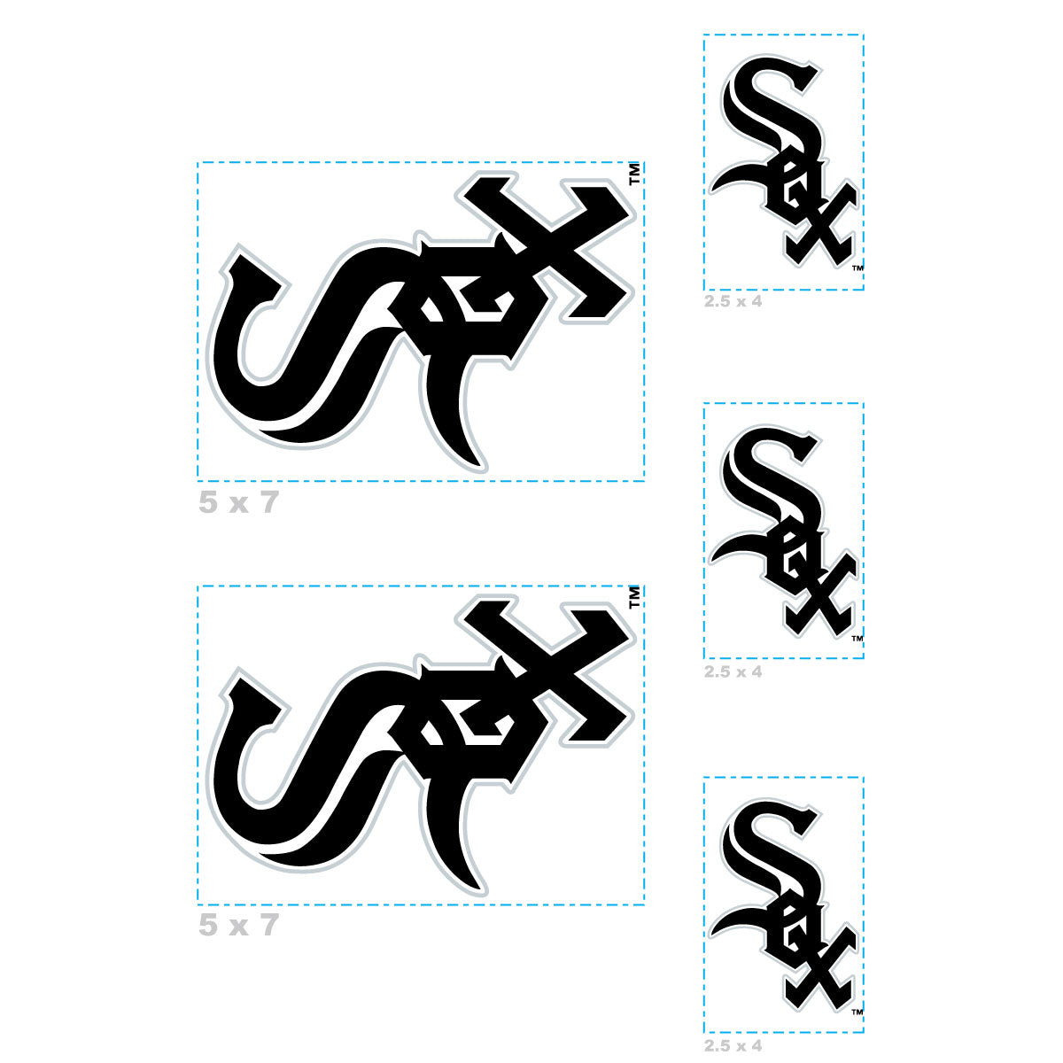 Chicago White Sox - 5 Logo Minis (Mixed Sizes) - Official MLB - Reusable Vinyl Decals