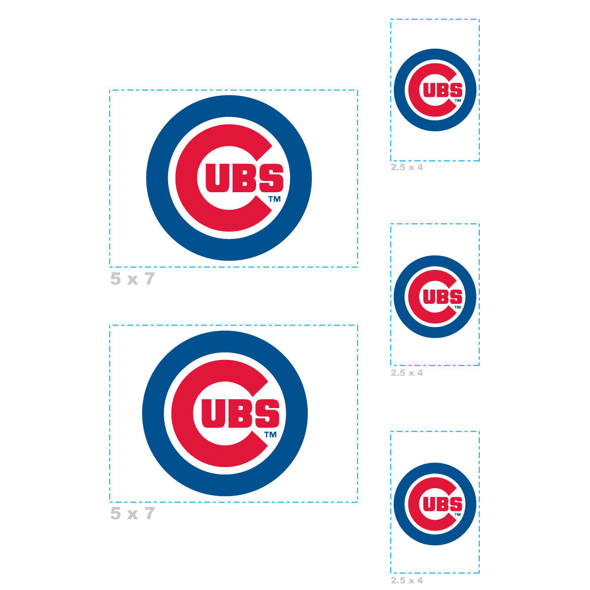 Chicago Cubs - 5 Logo Minis (Mixed Sizes) - Official MLB - Reusable Vinyl Decals