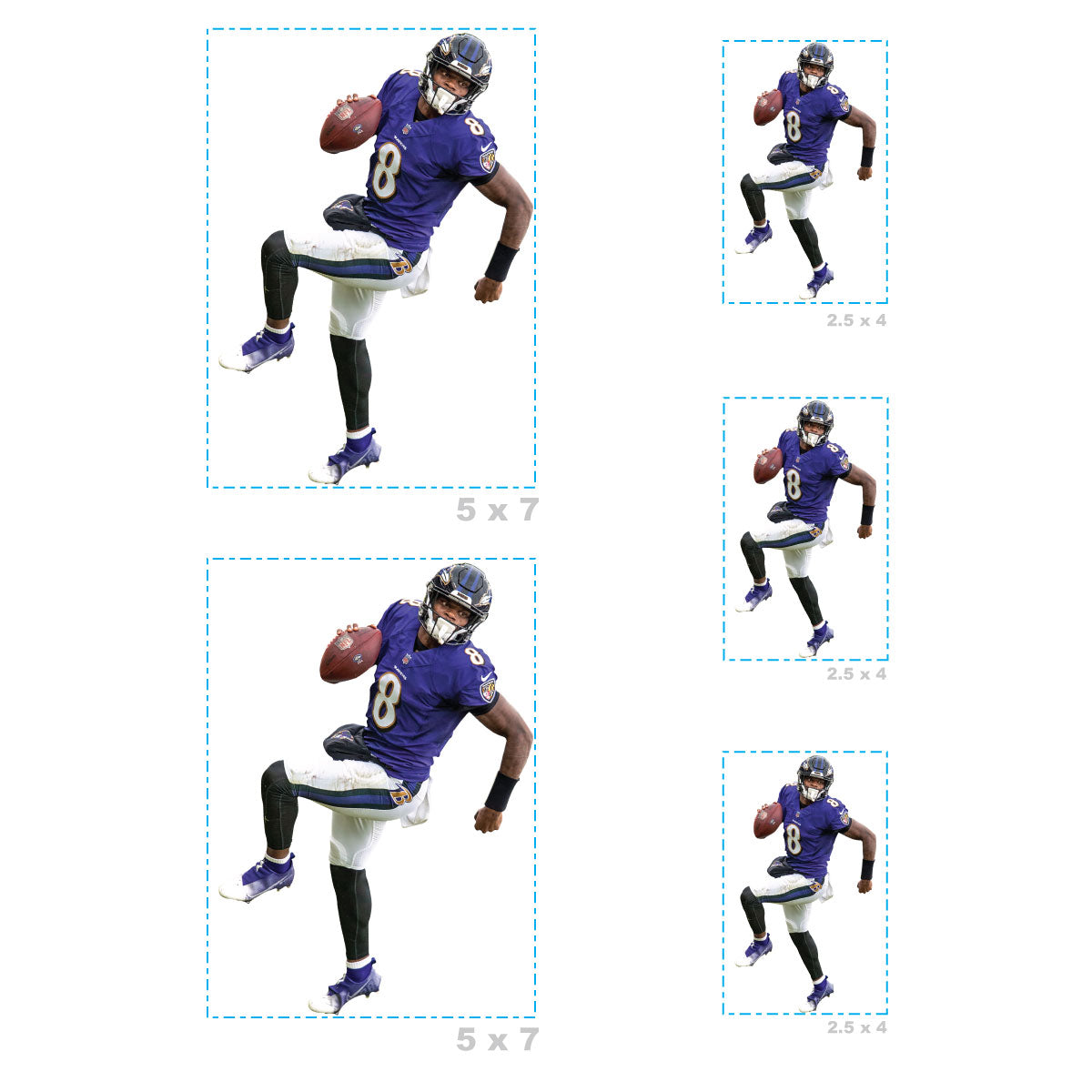 Lamar Jackson - 5 Player Minis (Mixed Sizes) - Official NFL - Baltimore Ravens - Reusable Vinyl Decals