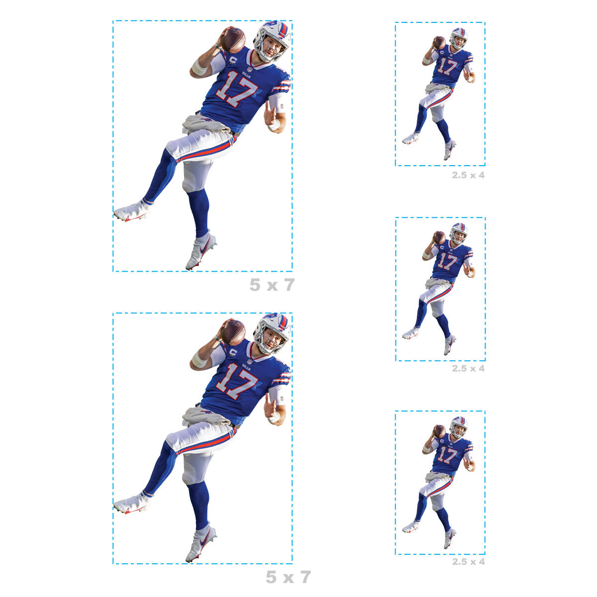 Josh Allen - 5 Player Minis (Mixed Sizes) - Official NFL - Buffalo Bills - Reusable Vinyl Decals