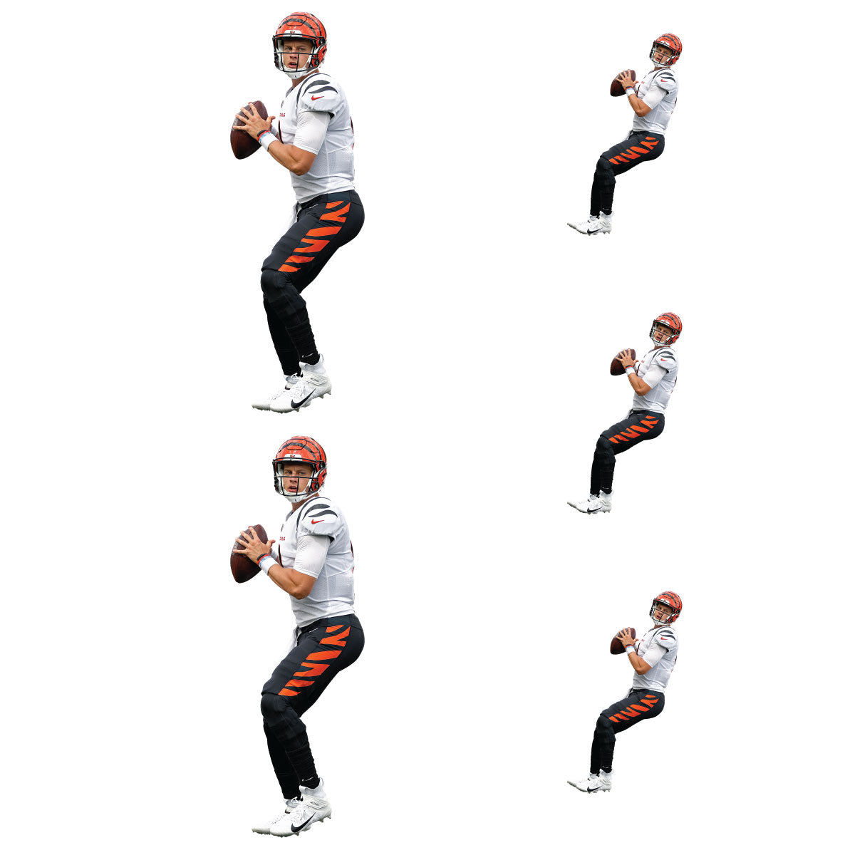 Joe Burrow - 5 Player Minis (Mixed Sizes) - Official NFL - Cincinnati Bengals - Reusable Vinyl Decals