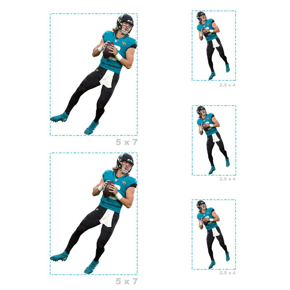 Trevor Lawrence - 5 Player Minis (Mixed Sizes) - Official NFL - Jacksonville Jaguars - Reusable Vinyl Decals