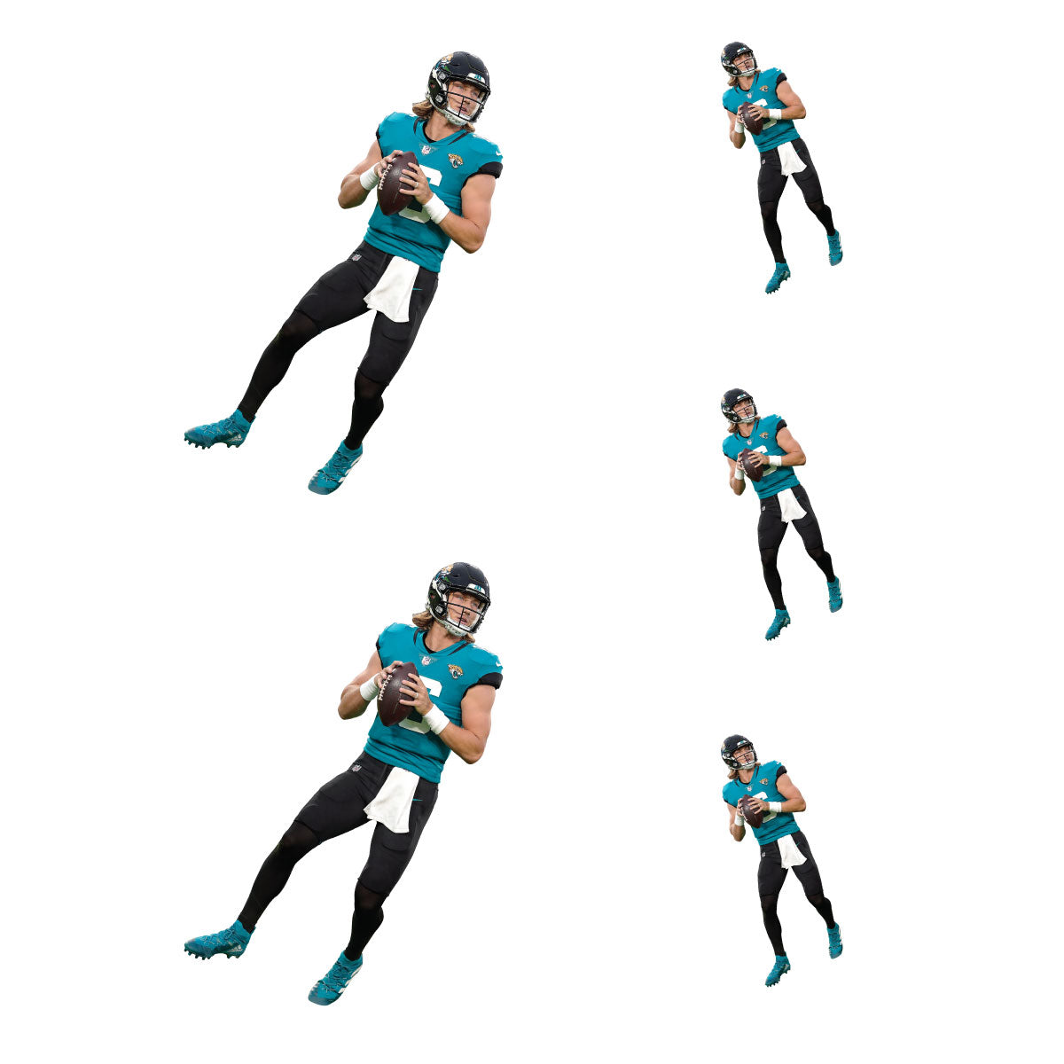 Trevor Lawrence - 5 Player Minis (Mixed Sizes) - Official NFL - Jacksonville Jaguars - Reusable Vinyl Decals