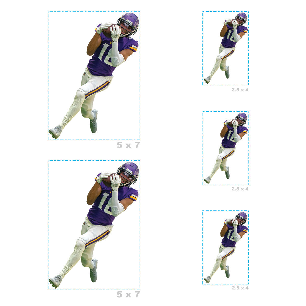 Justin Jefferson - 5 Player Minis (Mixed Sizes) - Official NFL - Minnesota Vikings - Reusable Vinyl Decals