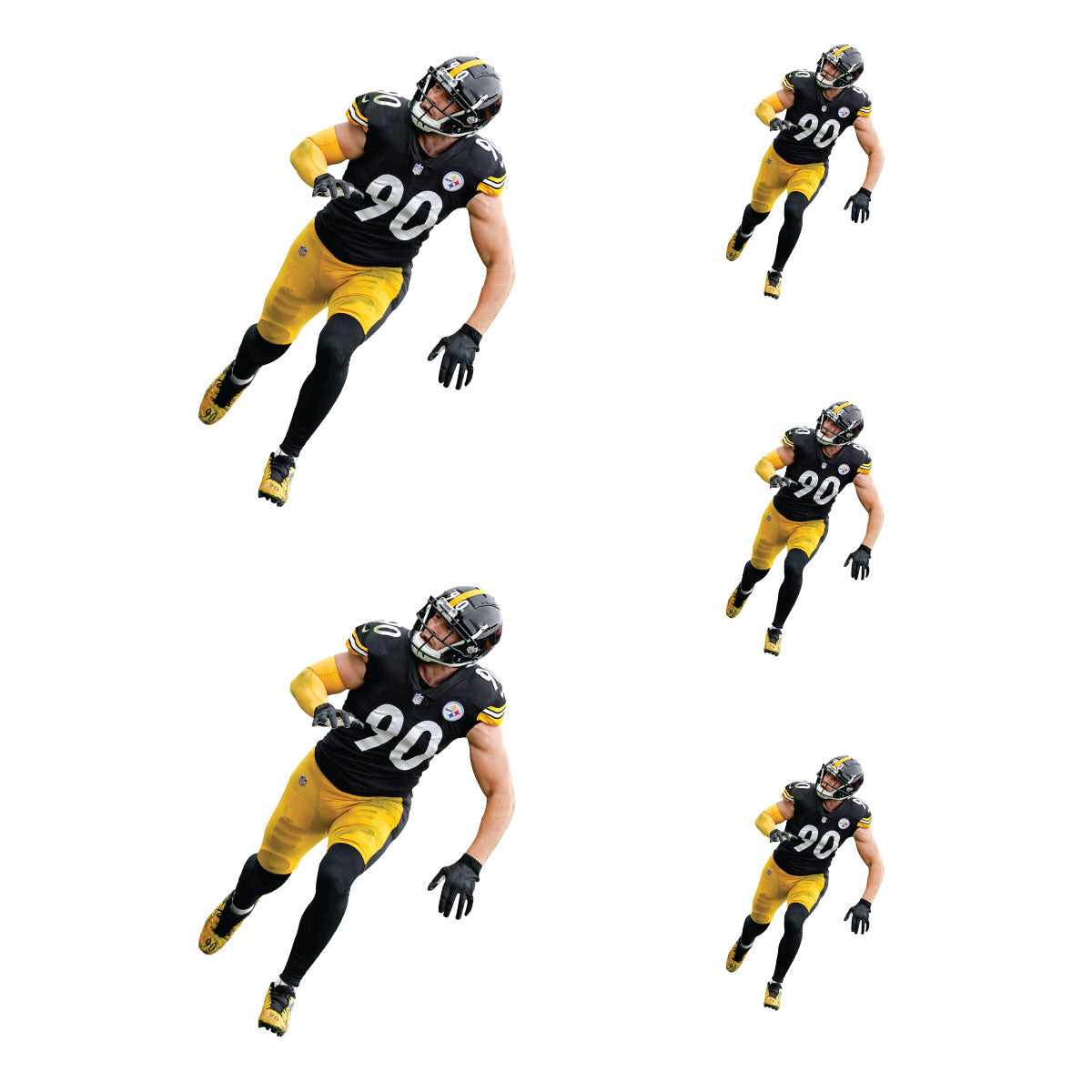 T.J. Watt - 5 Player Minis (Mixed Sizes) - Official NFL - Pittsburgh Steelers - Reusable Vinyl Decals