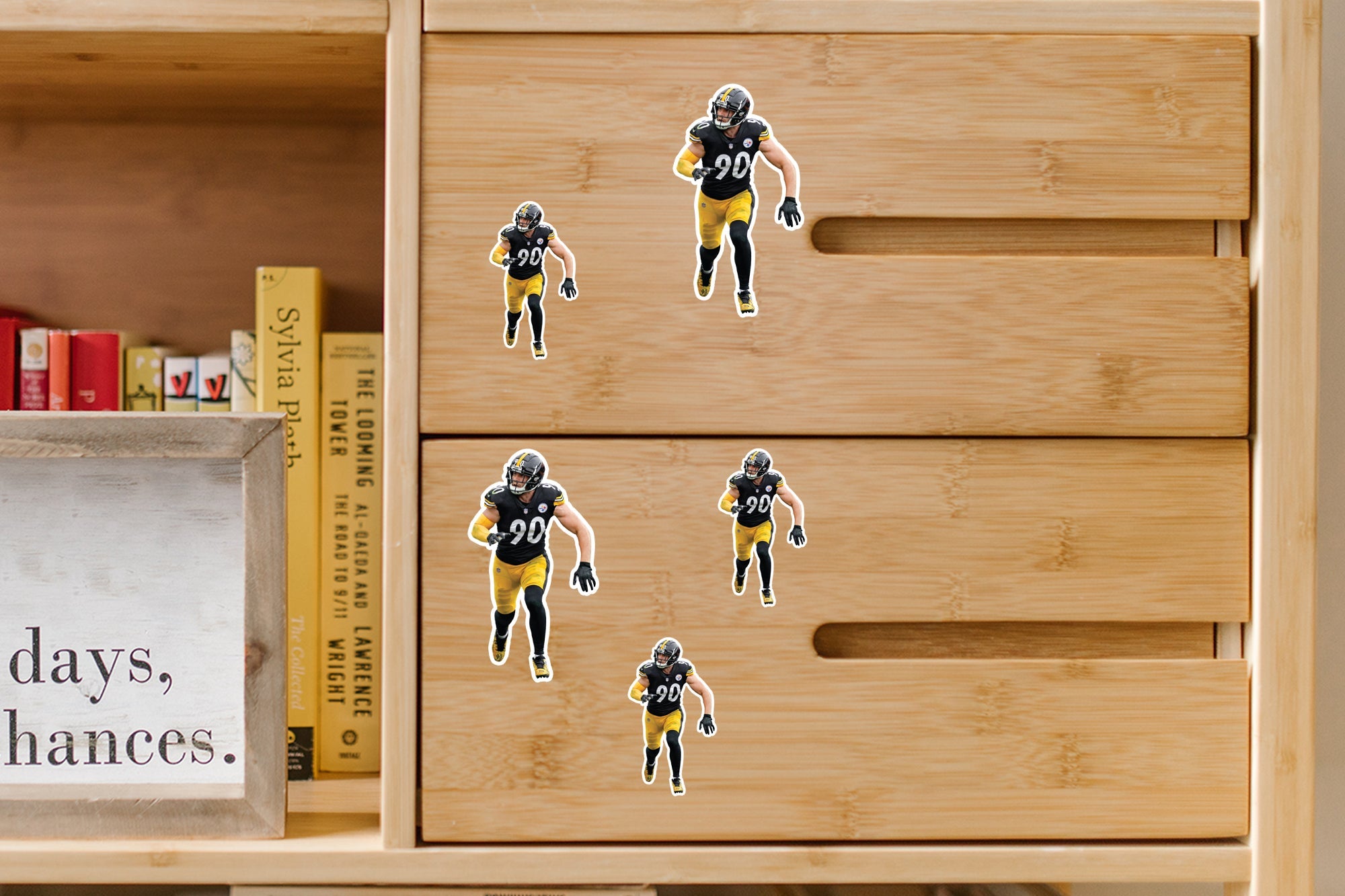 T.J. Watt - 5 Player Minis (Mixed Sizes) - Official NFL - Pittsburgh Steelers - Reusable Vinyl Decals